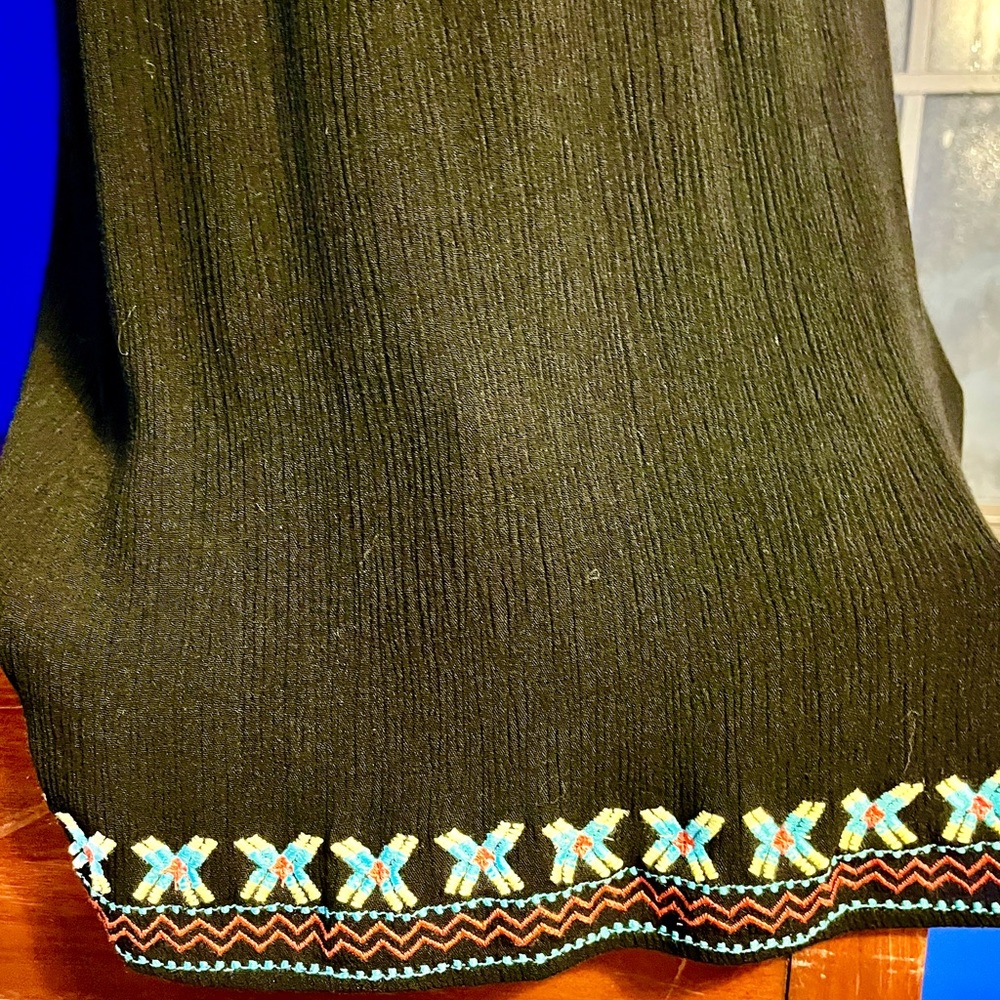 Skies Are Blue Mini Dress. Black with colorful neckline. Women Size Medium. - Picture 3 of 16